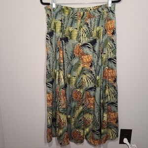 Vintage Maxi Midi Skirt Tiger Palm Print Plus Size